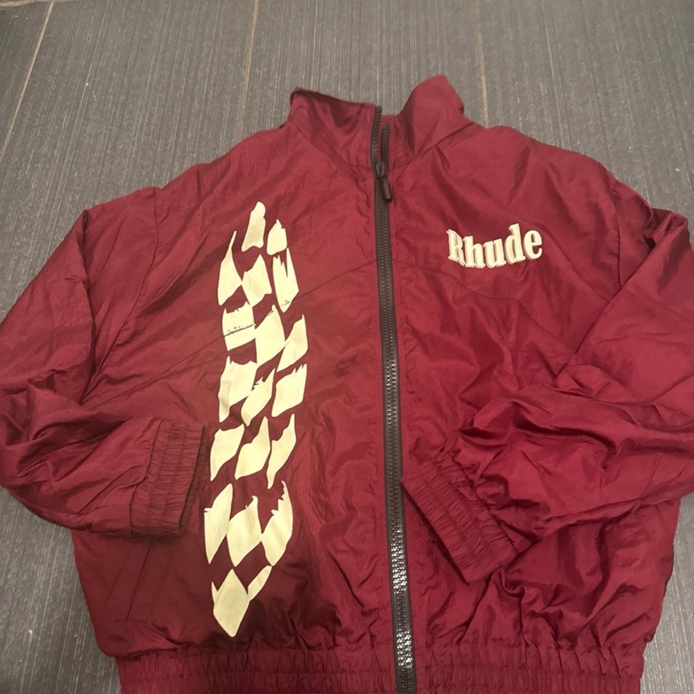 Rhude Deep Red Jacket with Black Accents